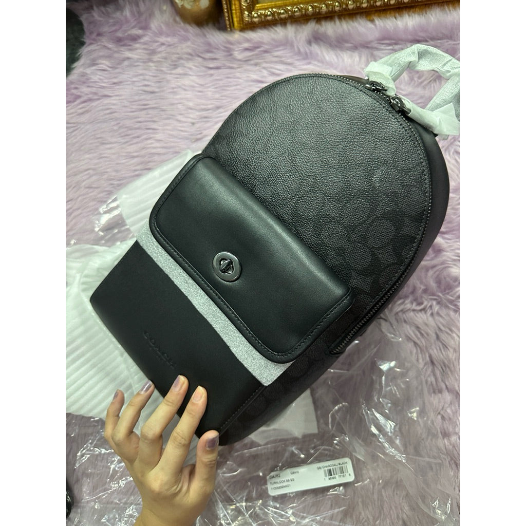 ORIG & IMPORTED CCH Turnlock Sling Pack Men Black Body Bag In Signature Canvas