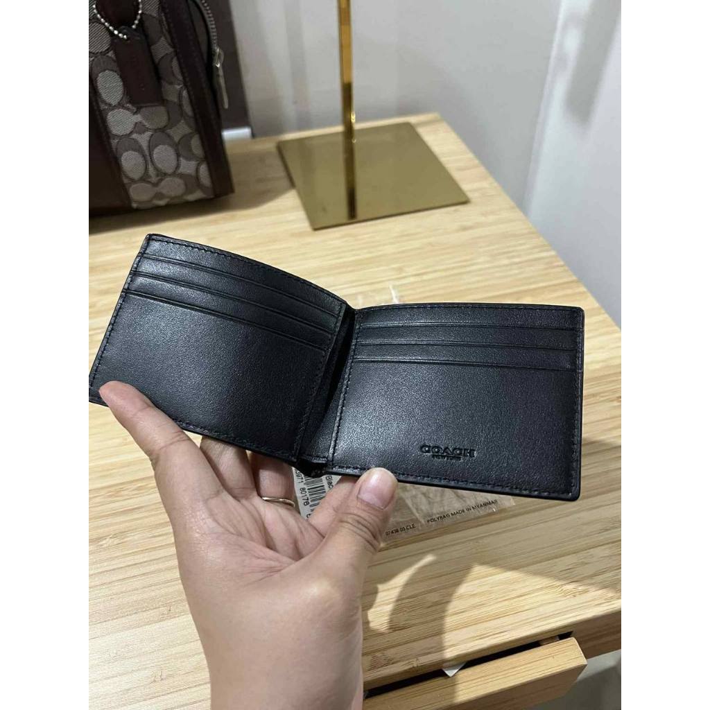 ORIG Preloved CCH Slim Billfold In Signature Canvas Men Black Wallet