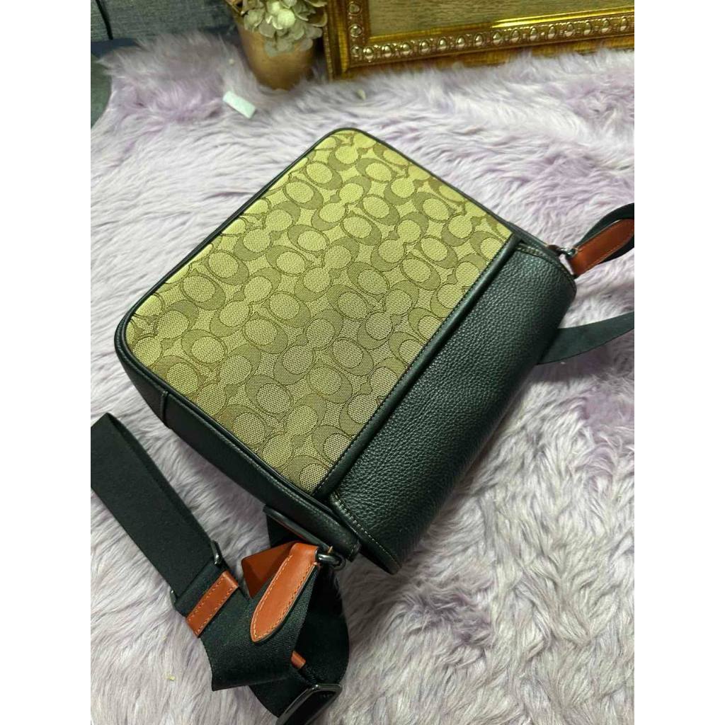 ORIG Preloved CCH Sprint Messenger Men Brown Bag In Signature Jacquard