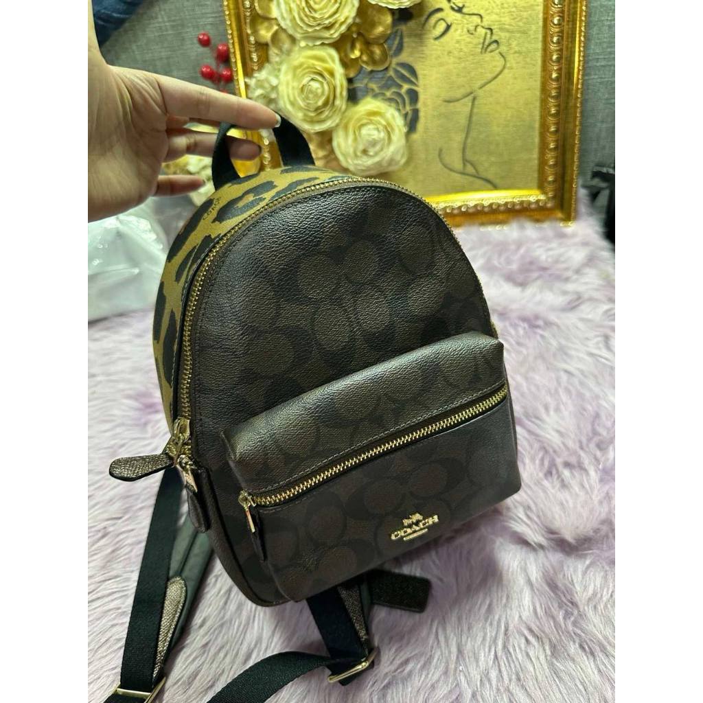 ORIG Preloved CCH Mini Charlie Backpack With Leopard Print Brown Small Bag