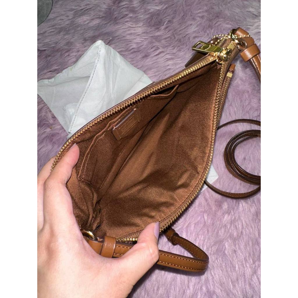 ORIG Preloved CCH East/West Crossbody Small Slim Khaki Brown Bag with Pouch