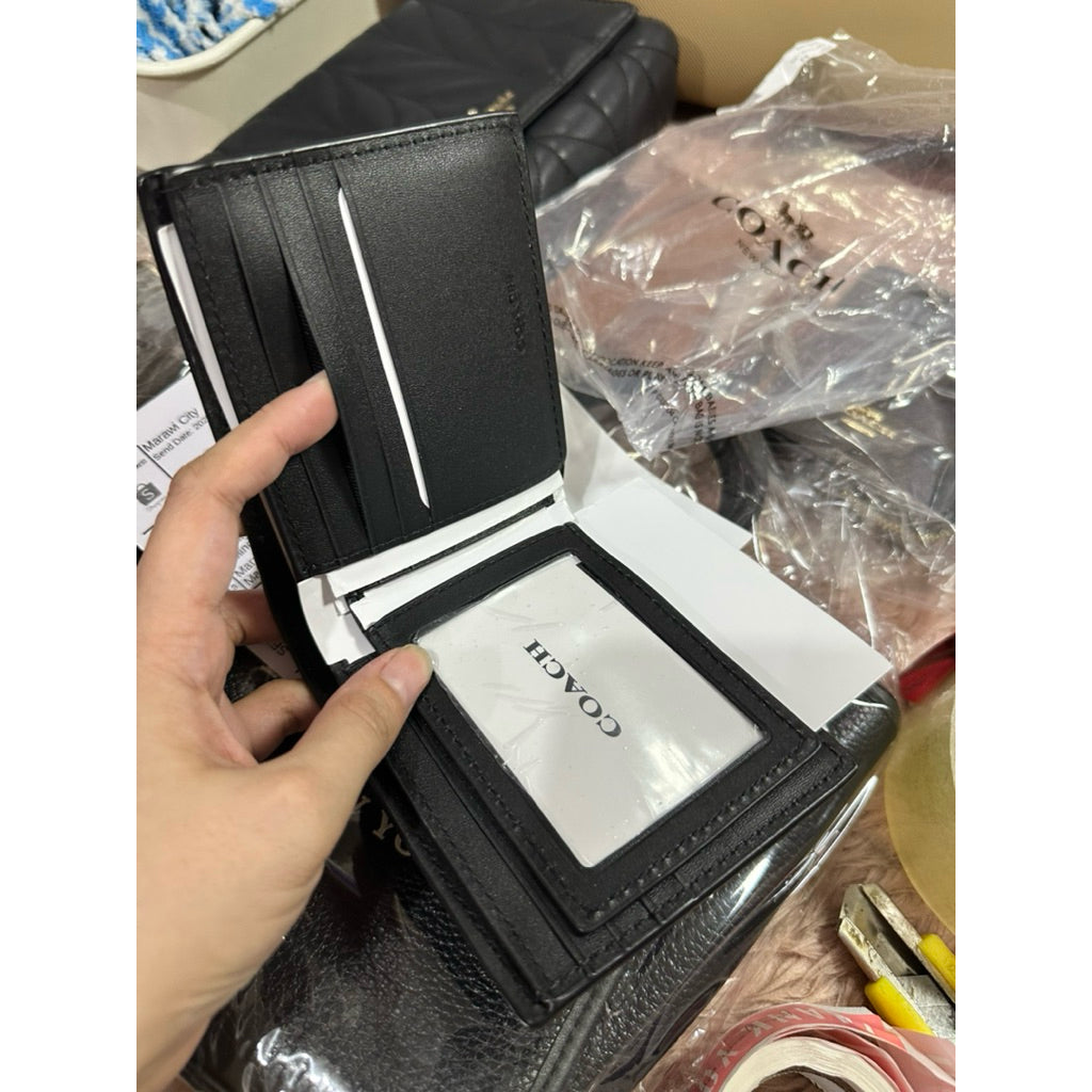 ORIG & IMPORTED CCH Compact ID 3-in-1 Wallet for Men in Signature Leather Black