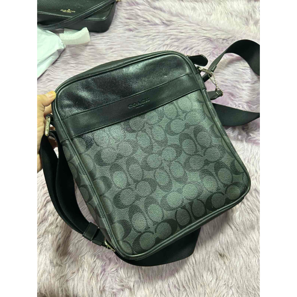 ORIG Preloved CCH Men Charles Flight Signature Crossbody Bag Black