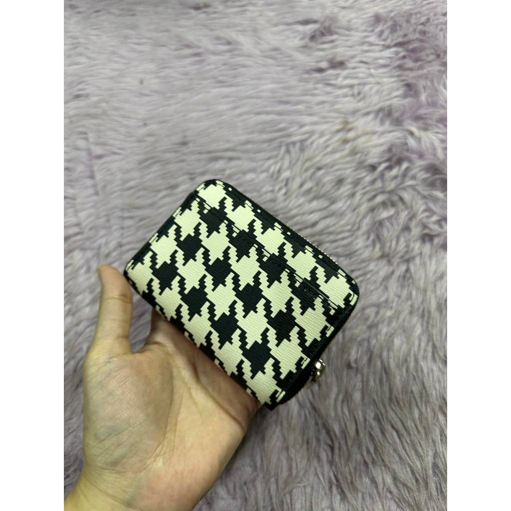 ORIG Preloved KS Darcy Small Zip Card Case Small Coin Card Wallet Black/White