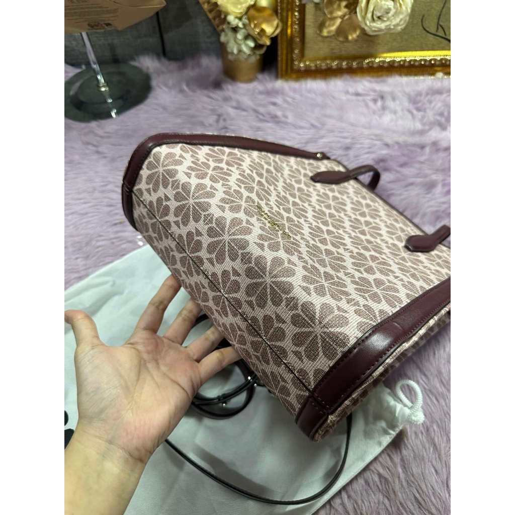 ORIG Preloved KS Retail Spade Flower Coated Canvas Medium Pink Laptop Bag