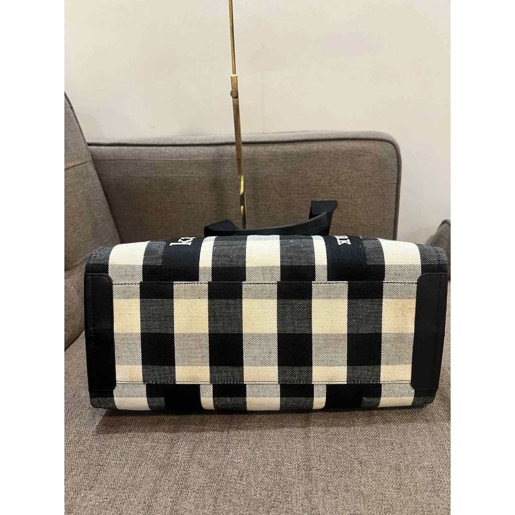 ORIG Preloved KS Kip Canvas Large Tote Bag Gingham Black/White