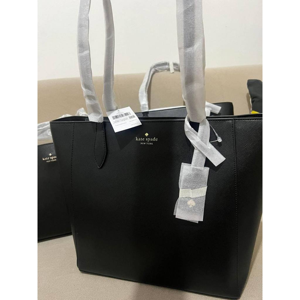 ORIG & IMPORTED KS Dana Saffiano Leather Large Black Tote Bag