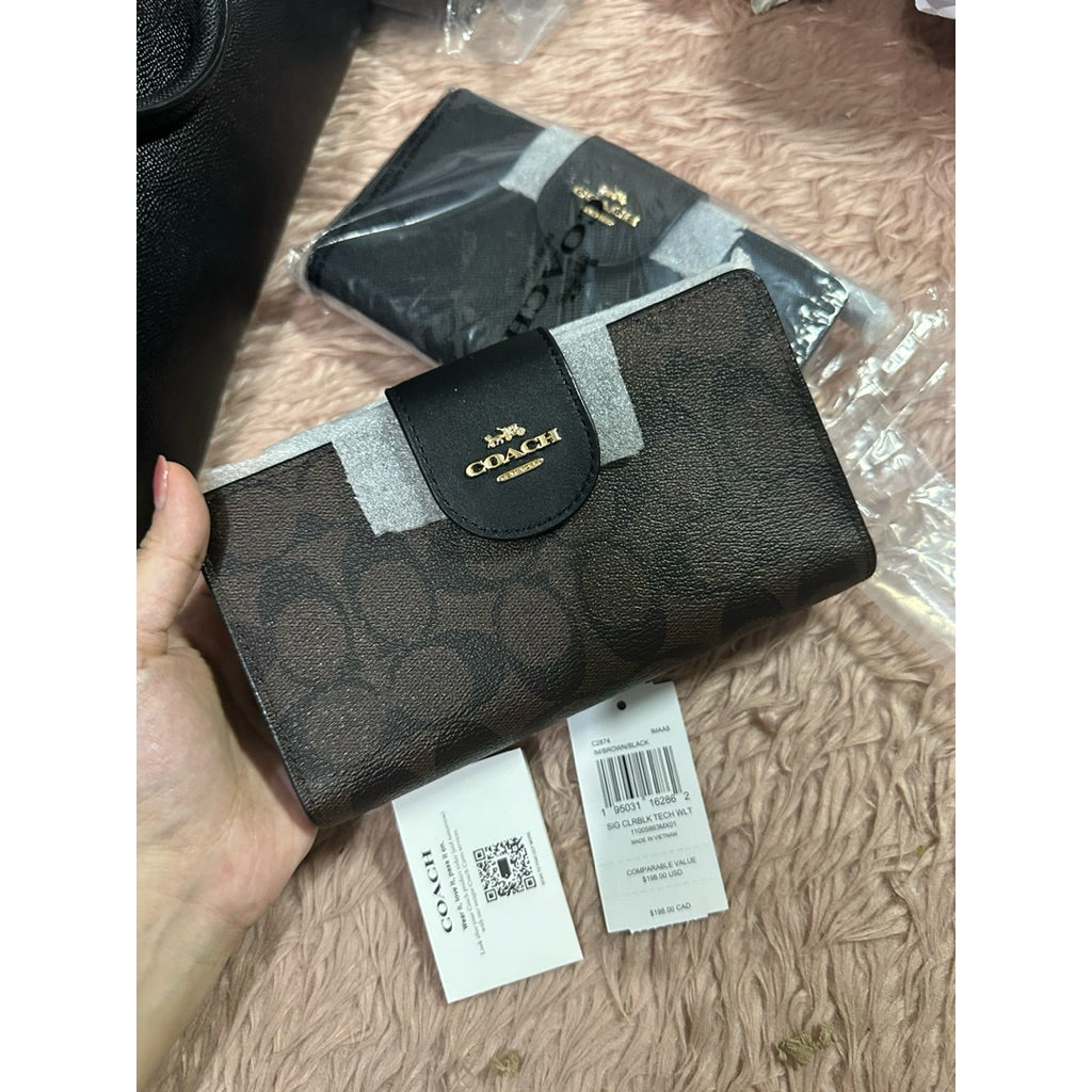 ORIG & IMPORTED CCH Phone Tech Long Wallet Brown Black