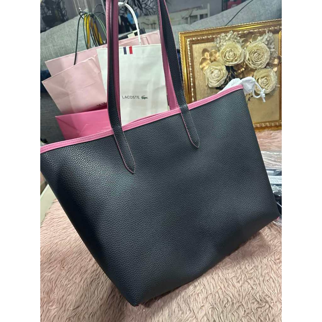 ORIG Preloved LCT Anna Reversible Tote Pink/Black Bag with Pouch