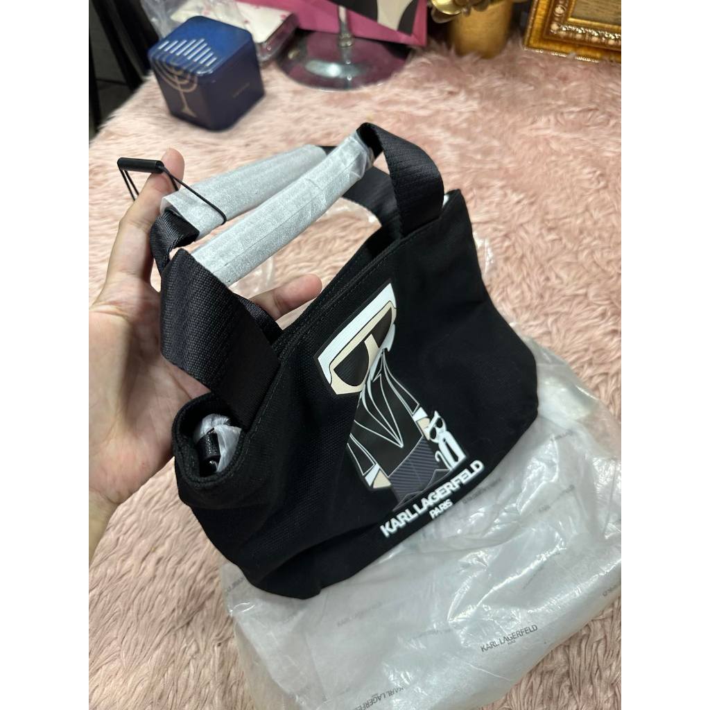 ORIG & IMPORTED Karl Lagerfeld KL Kristen Canvas Crossbody Small Black Bag