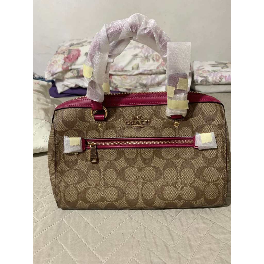 ORIG & IMPORTED CCH Rowan Top Zip Satchel Bag in Signature Canvas (Khaki / Pink)