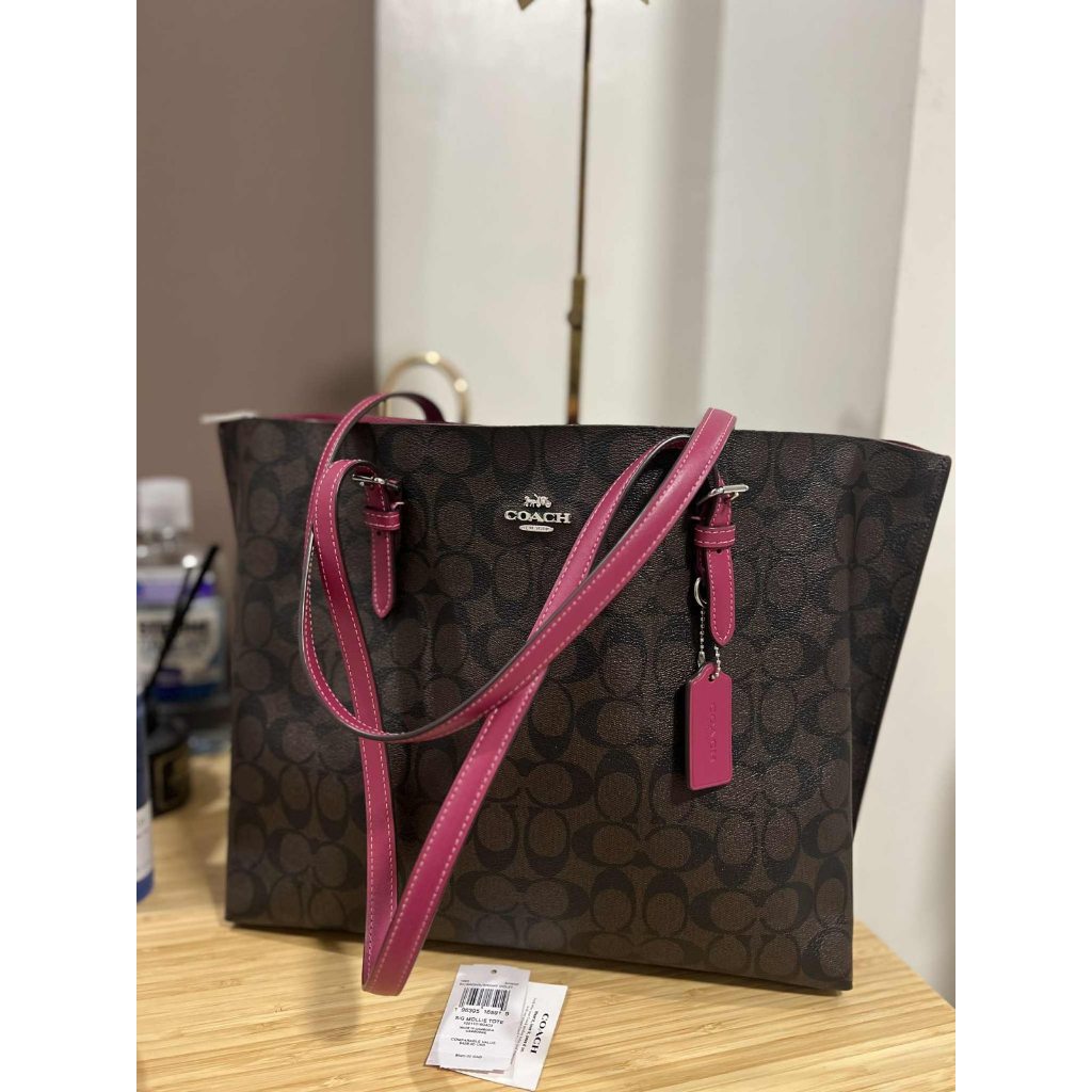 ORIG Preloved CCH Mollie Tote Large Brown/Purple Bag In Signature Canvas