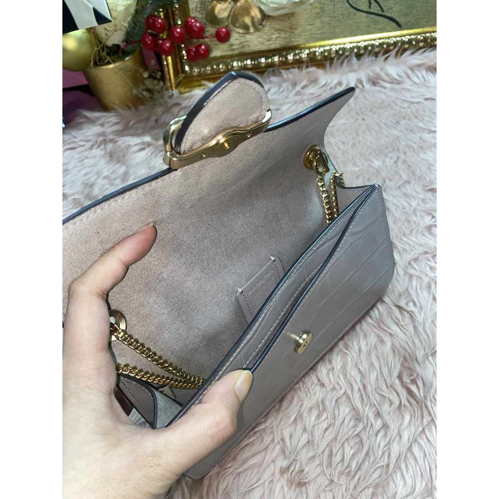 ORIG Preloved Coach Morgan Crossbody Small Grey Birch Shoulder Chain Bag