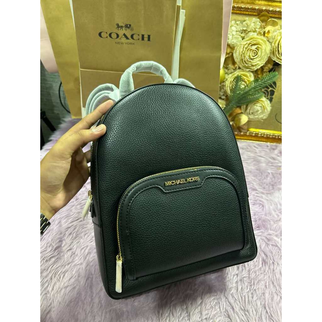 ORIG & IMPORTED MK Jaycee Medium Pebbled Leather Backpack Bag in Black