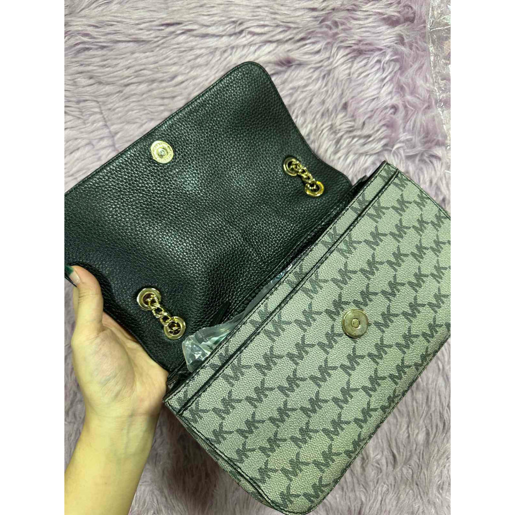 ORIG Preloved MK Fulton Flap Medium Chain Shoulder Bag Black