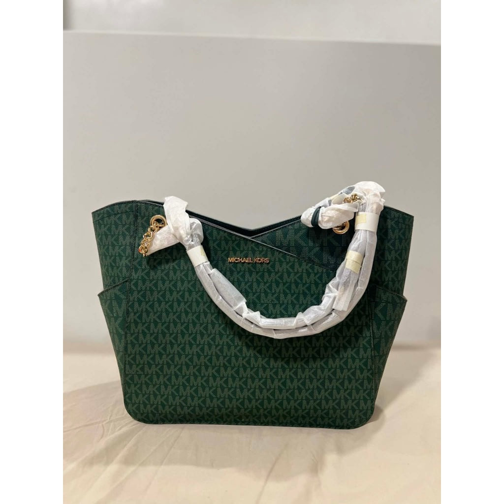ORIG & IMPORTED MK Jet Set Large Logo Shoulder Green Bag
