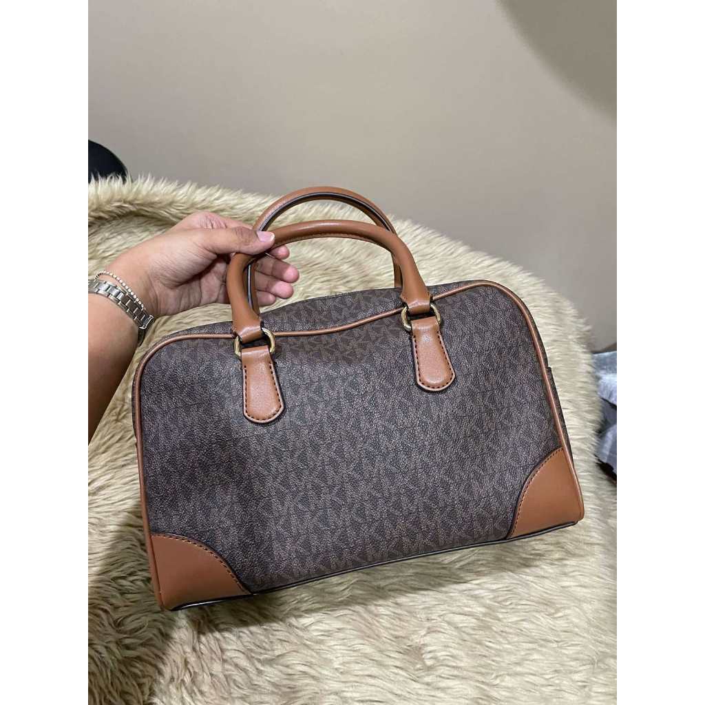 ORIG & IMPORTED MK Thompson Medium Signature Logo Satchel Duffle Brown/White Bag
