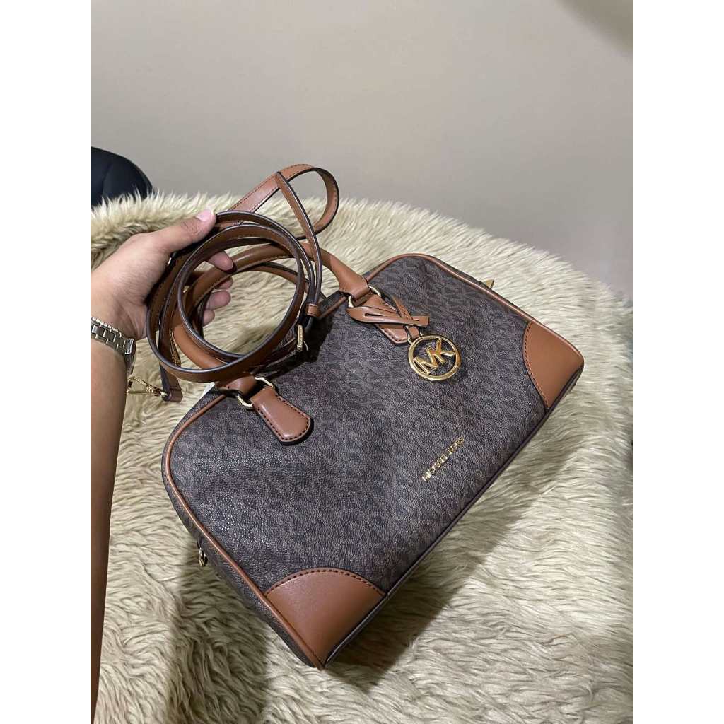 ORIG & IMPORTED MK Thompson Medium Signature Logo Satchel Duffle Brown/White Bag