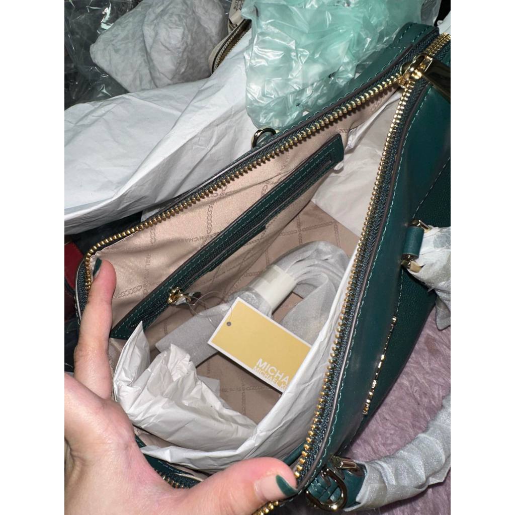 ORIG & IMPORTED MK Maya Medium Pebbled Leather Satchel Duffle Green Bag