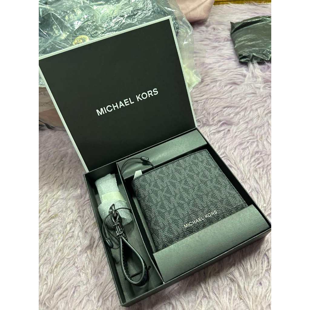ORIG & IMPORTED MK Logo Wallet and Key Chain With Box Men's Wallet Black
