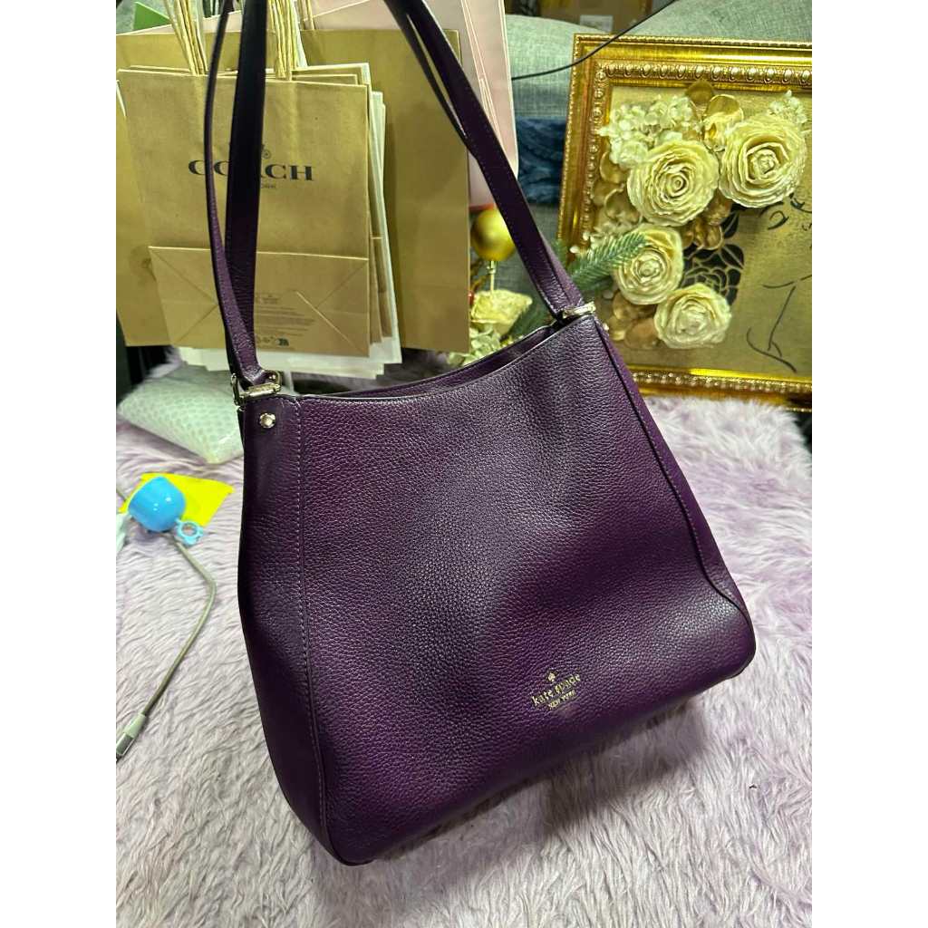ORIG Preloved Kate Spade KS Leila Medium Triple Compartment Shoulder Purple Bag