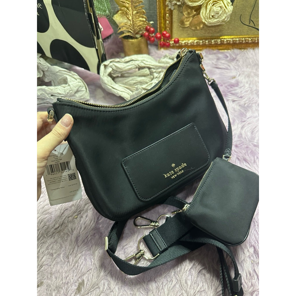 ORIG Preloved KS Chelsea Crossbody Nylon Black Bag with Pouch