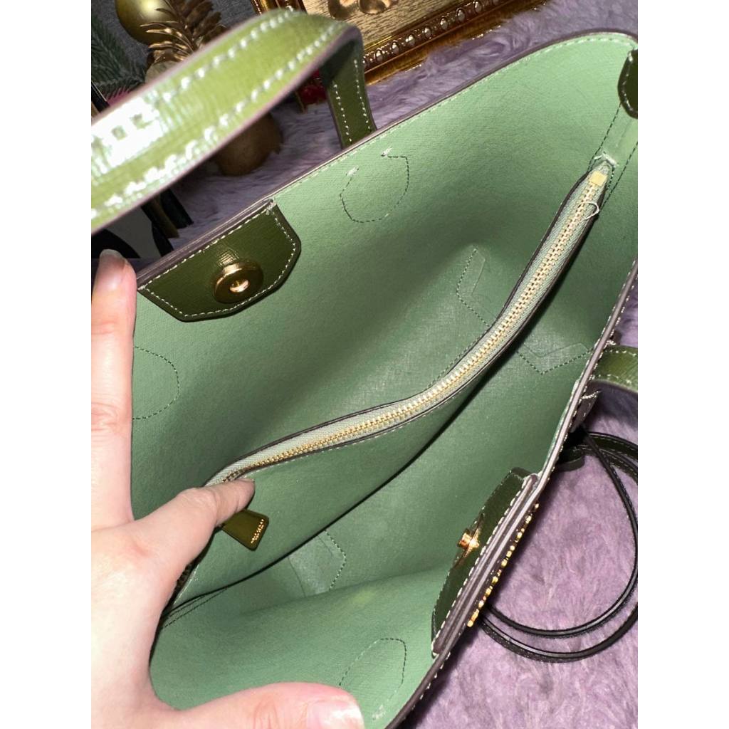 ORIG Preloved KS Retail Bleecker Medium Tote Green Top Handle Bag