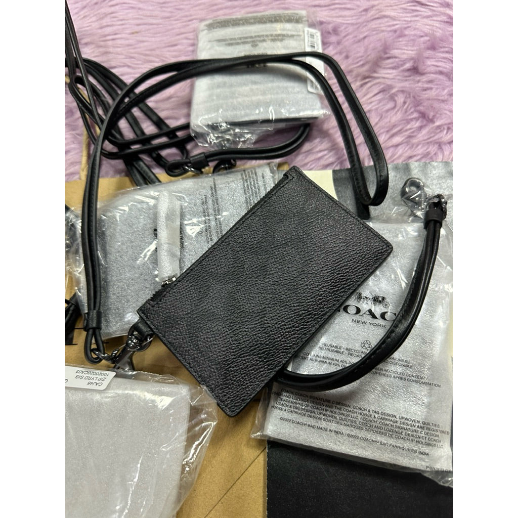 ORIG & IMPORTED CCH Zip Lanyard Card Case Black Wallet For Men / Unisex