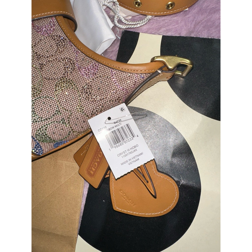 ORIG & IMPORTED Retail CCH Hamptons Crystal Signature Rainbow Jacquard Shoulder Bag