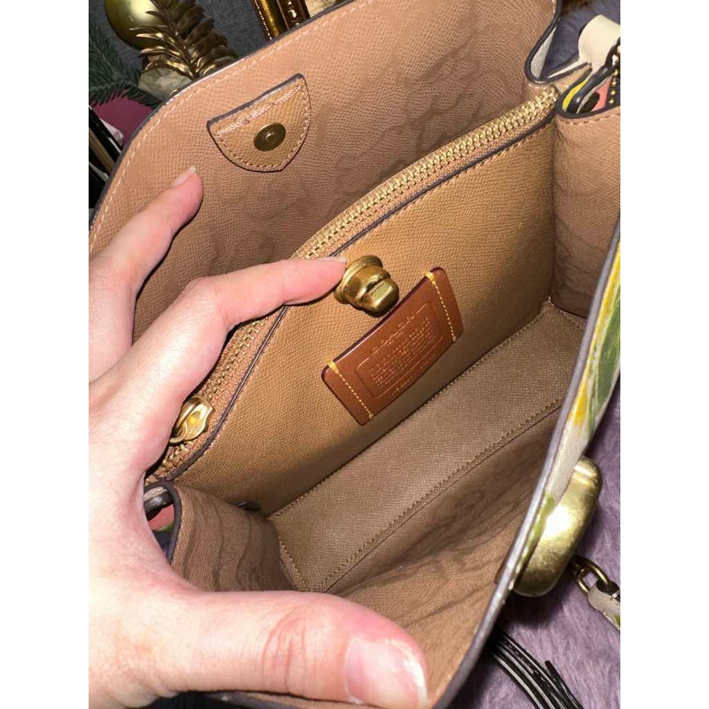 ORIG Preloved CCH  RARE Willow Bucket Yellow/Beige Bag with Floral Print