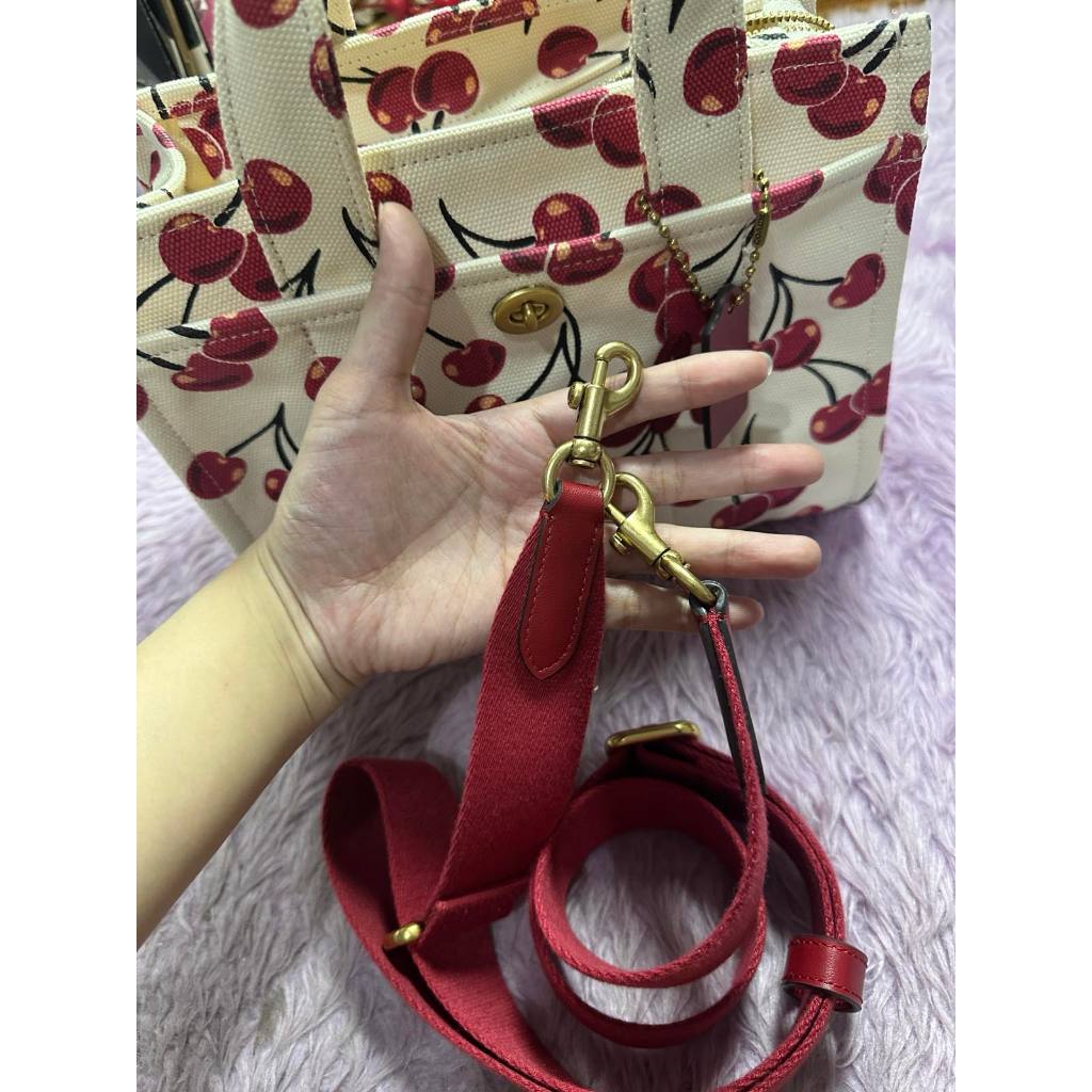 ORIG Preloved CCH RARE Cargo White Tote Bag 26 With Cherry Print