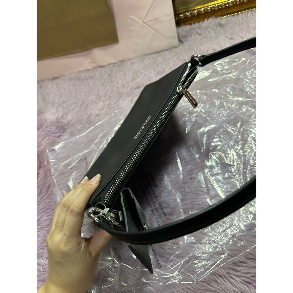 ORIG & IMPORTED MK Vincent Medium Saffiano Leather Pochette Shoulder Black Bag With Wallet