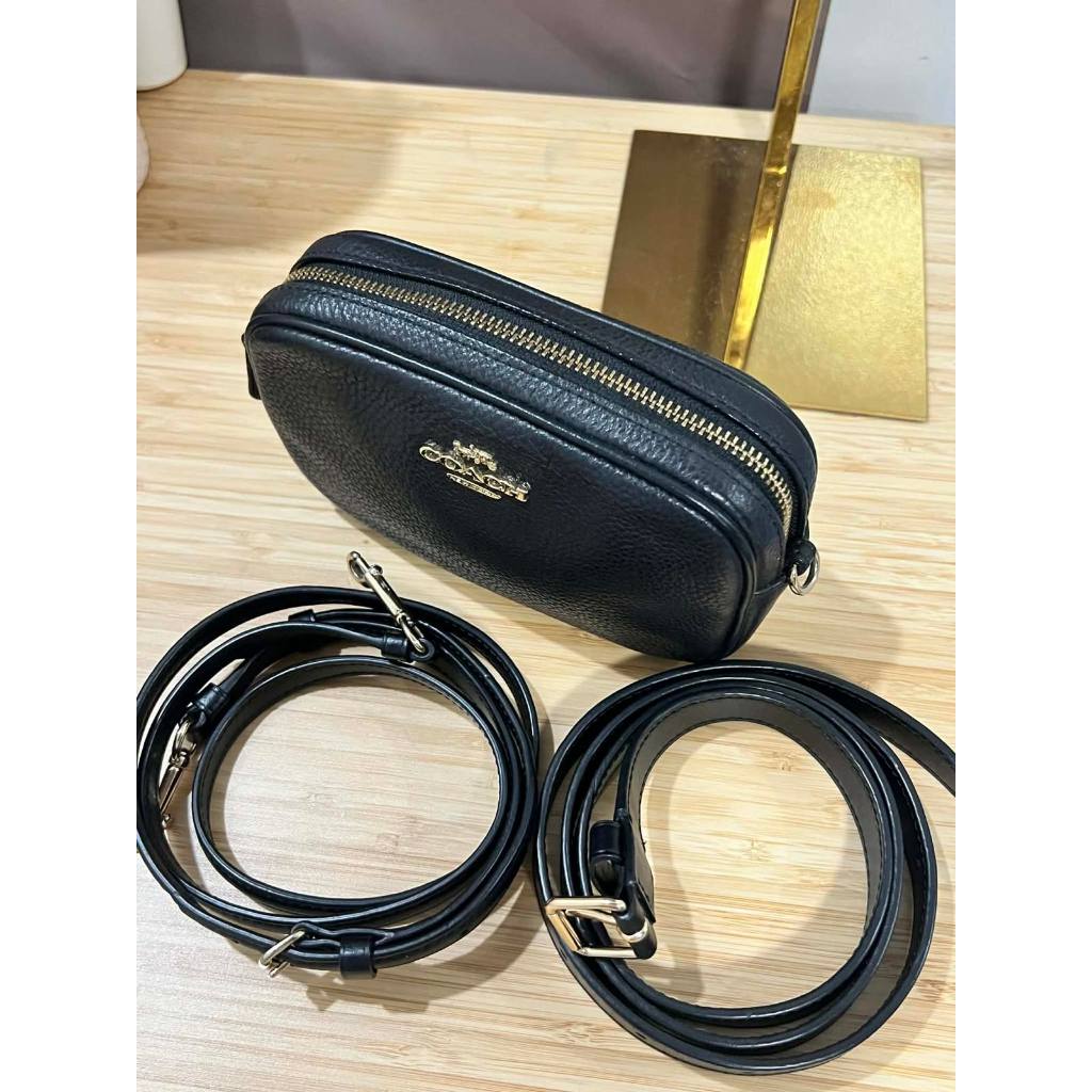 ORIG Preloved CCH  Black Pebbled Leather Convertible Belt Mini Bag