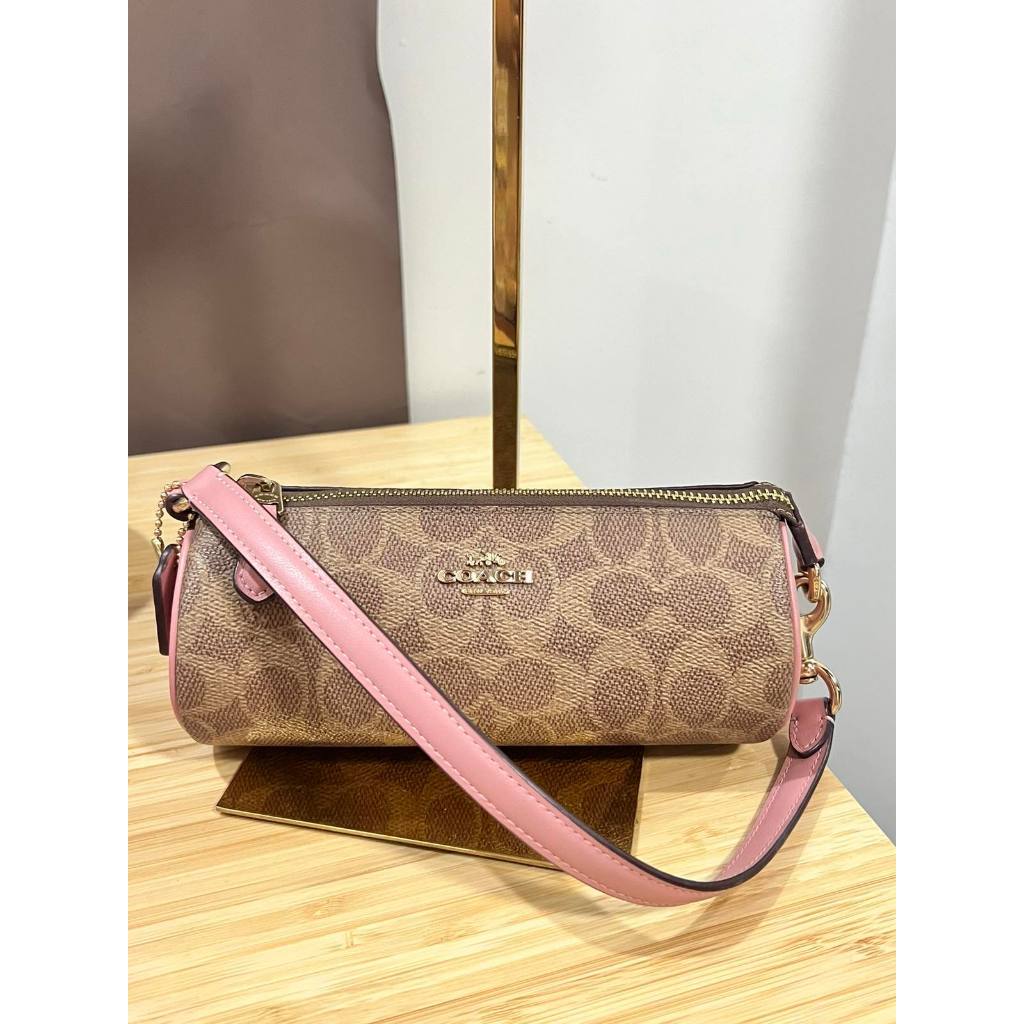 ORIG Preloved CCH Nolita Barrel Small Bag In Colorblock Signature Canvas Brown/Pink