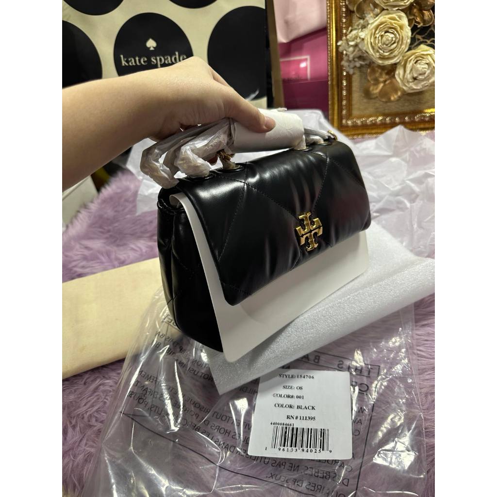 ORIG & IMPORTED TB Small Kira Diamond Quilt Convertible Shoulder Bag Black
