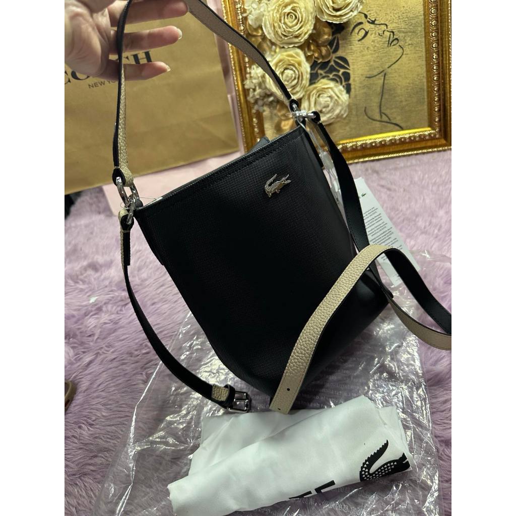 ORIG & IMPORTED LCT Lacoste Anna Bucket Black Medium Bag