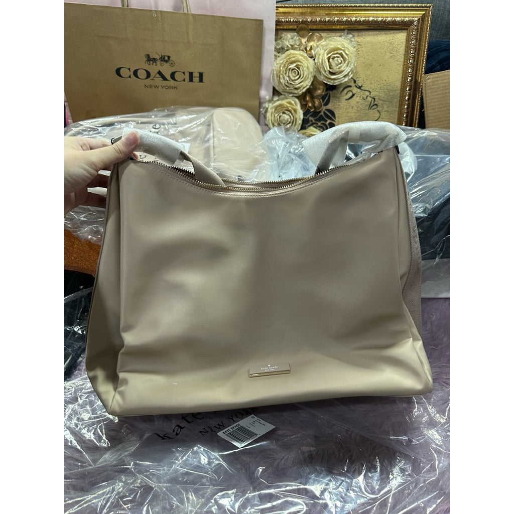 ORIG & IMPORTED KS Carter Nylon Large Convertible Crossbody Beige/Black Bag