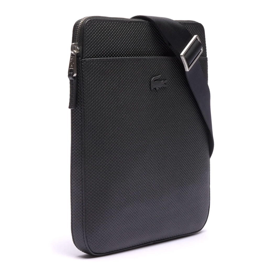 ORIG & IMPORTED Lacoste Chantaco Slim Flat Leather Men Black Bag