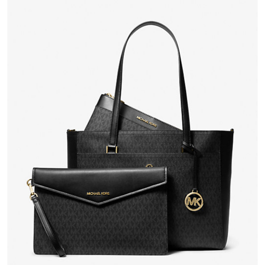 ORIG & IMPORTED MK Maisie Large Logo 3-in-1 Tote Brown Black Vanilla Bag