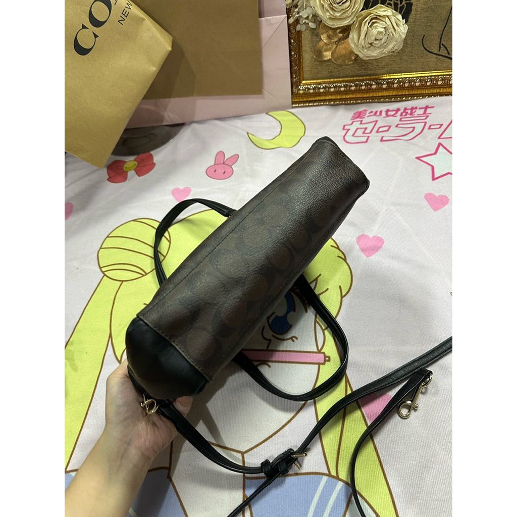 ORIG Preloved CCH Mini Christie Signature Carryall Small Brown Bag