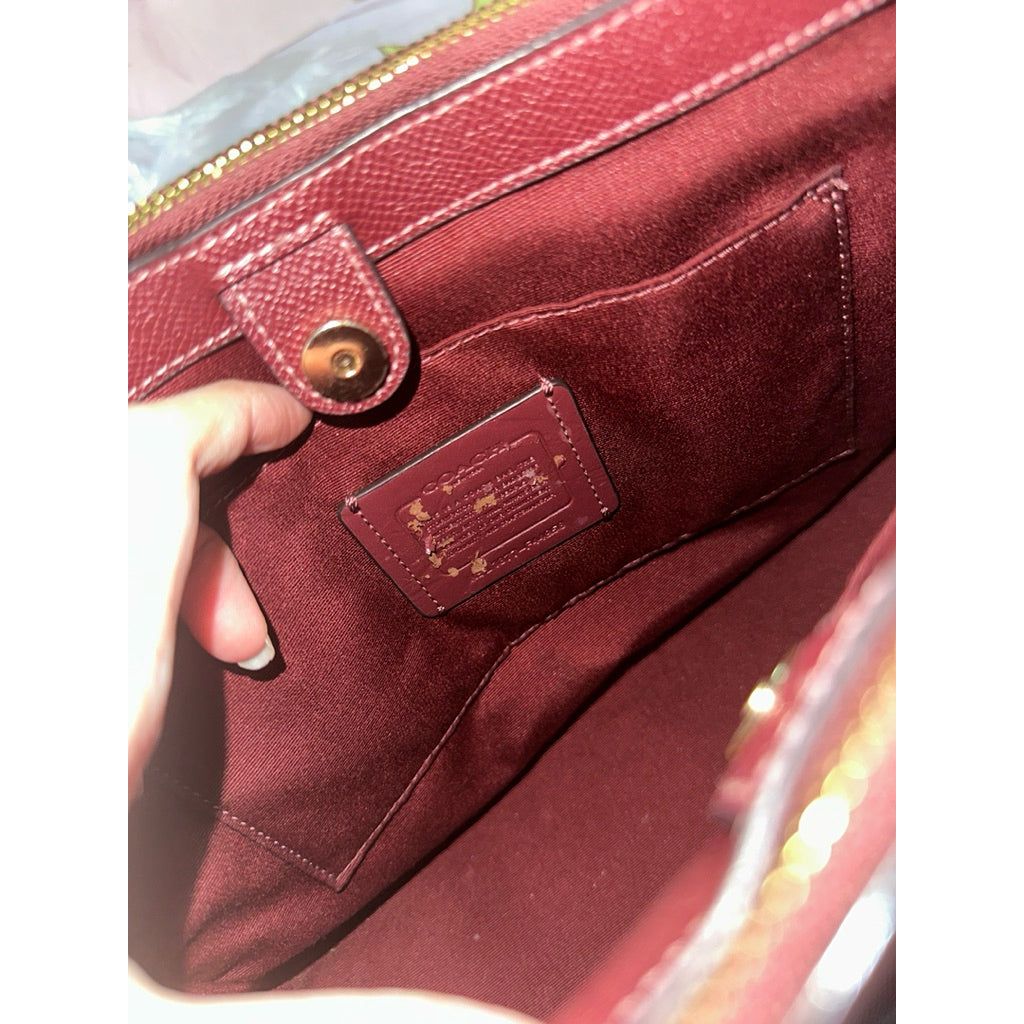 ORIG Preloved Coach Surrey Carryall Medium Satchel Wine Red Bag