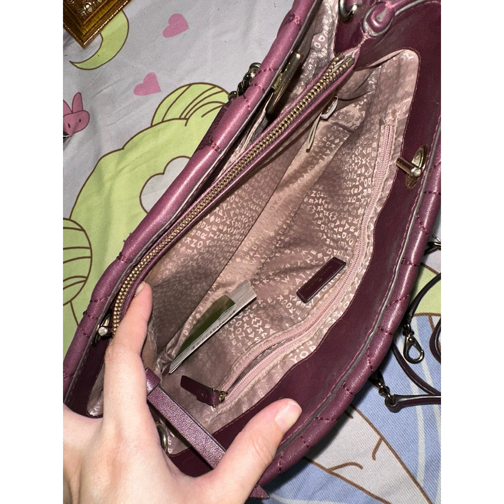 ORIG Preloved KS Meena Briar Lane Quilted Tote Red Maroon Bag
