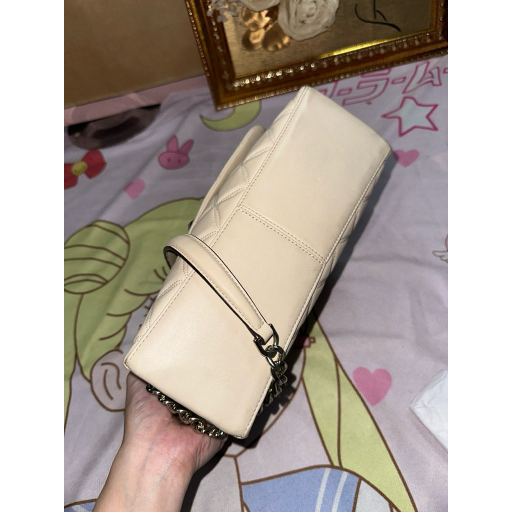 ORIG Preloved KS Natalia Medium Flap Shoulder Bag in White Cream Bag