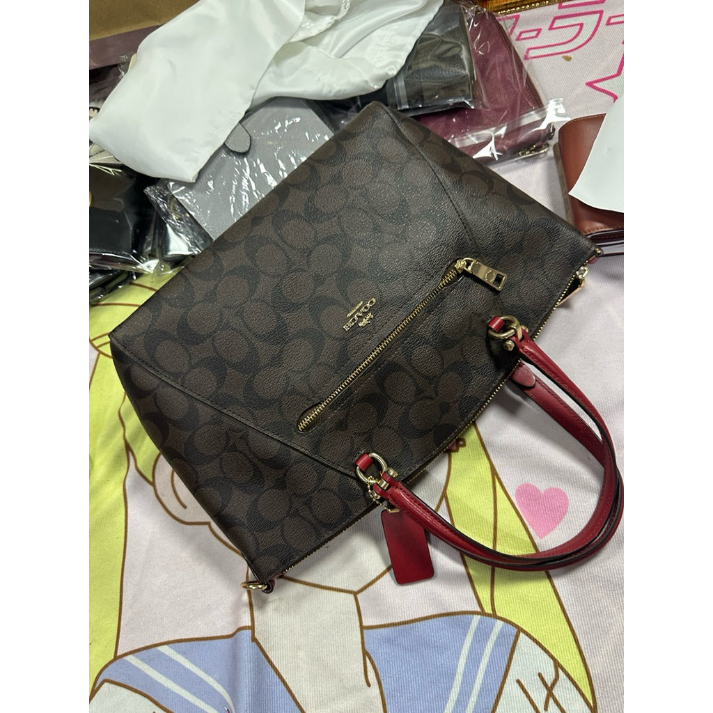ORIG Preloved CCH Prairie Satchel In Signature Canvas Brown/Red Bag