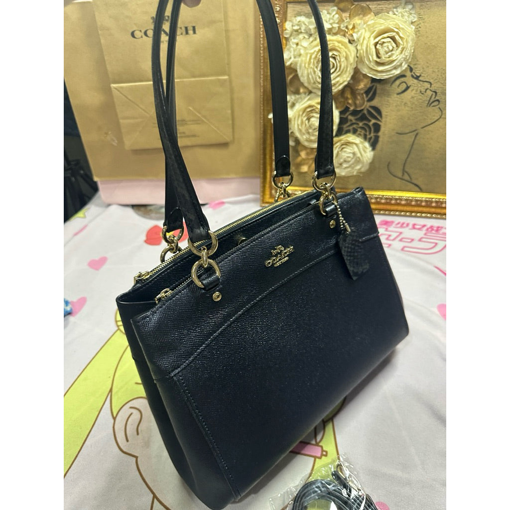 ORIG Preloved Coach Crossgrain Large Brooke Carryall Dark Blue Bag