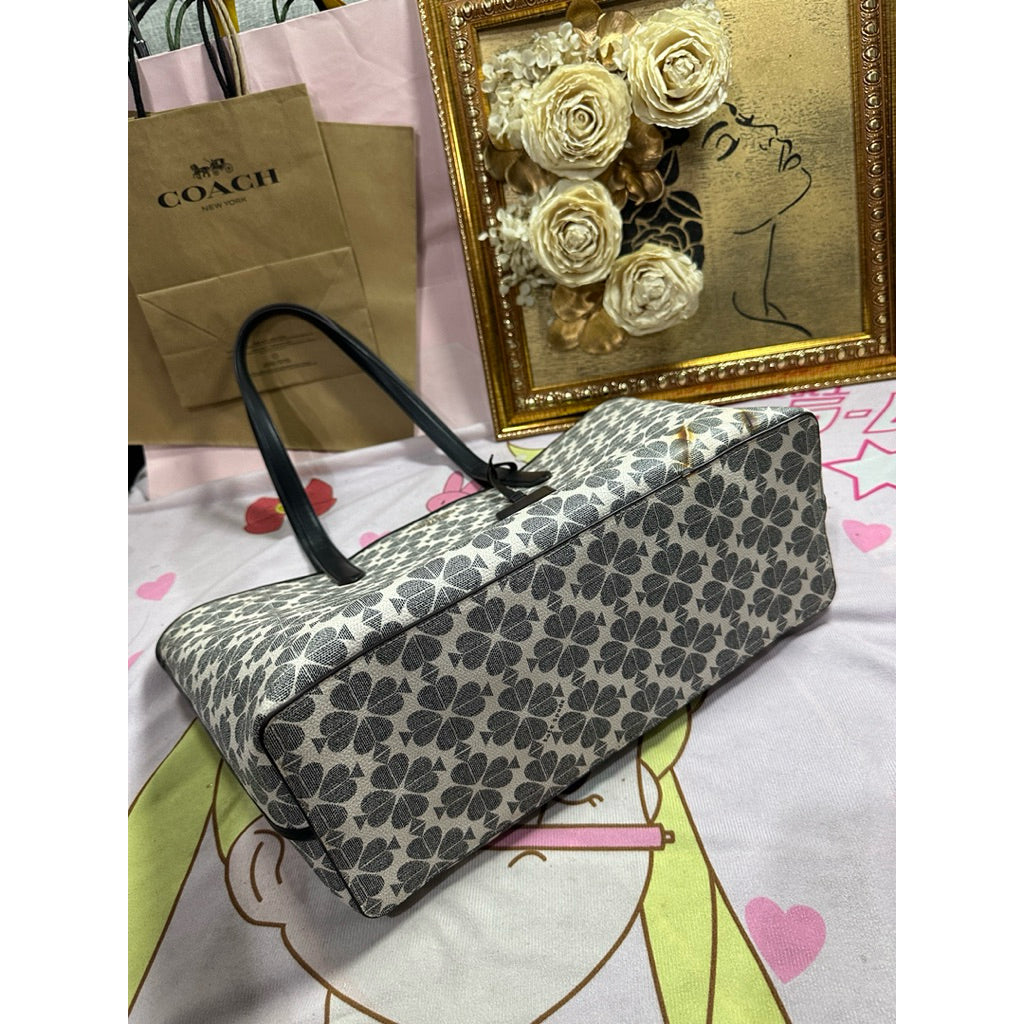 ORIG Preloved KS Signature Spade Flower Large Tote Black Bag