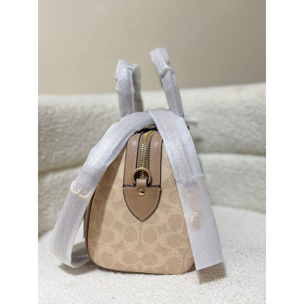 ORIG & IMPORTED CCH Rowan Satchel Bag In Colorblock Beige/Taupe