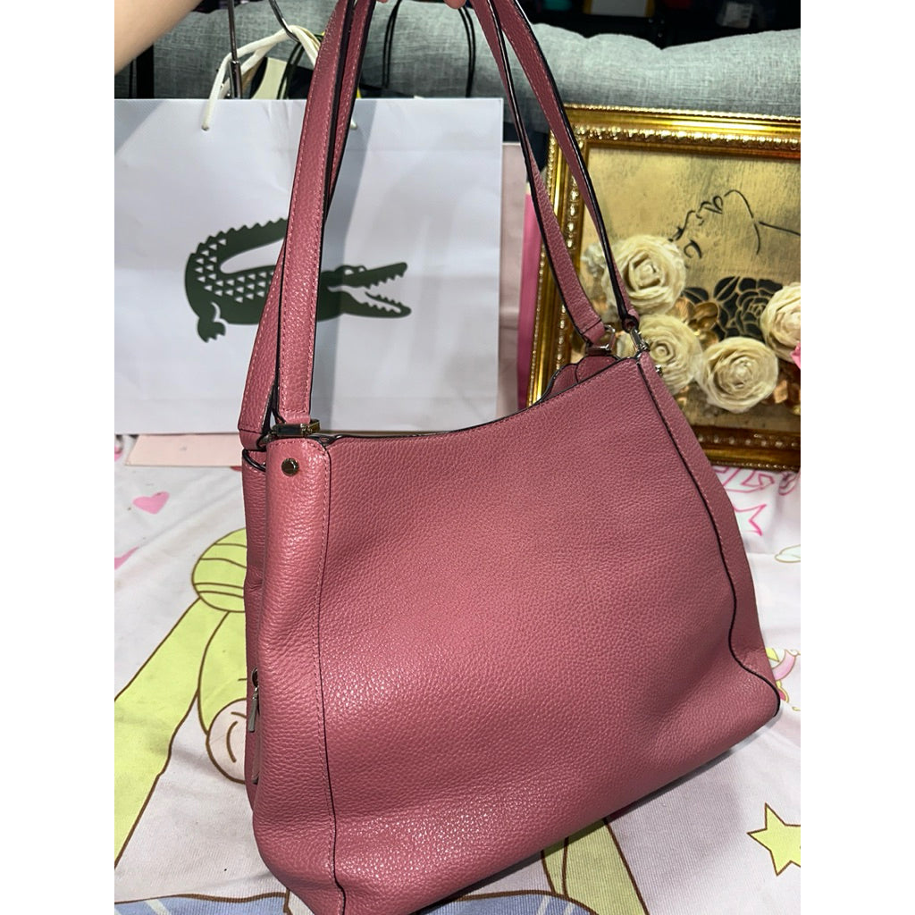 ORIG Preloved KS Leila Medium Triple Compartment Shoulder Bag Tote in Pink Pomegranate