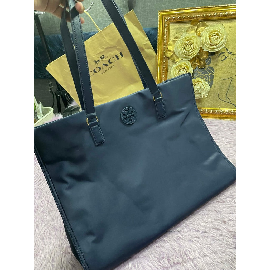 ORIG & IMPORTED TB Ella Medium Nylon Tote Black/Navy Blue Bag