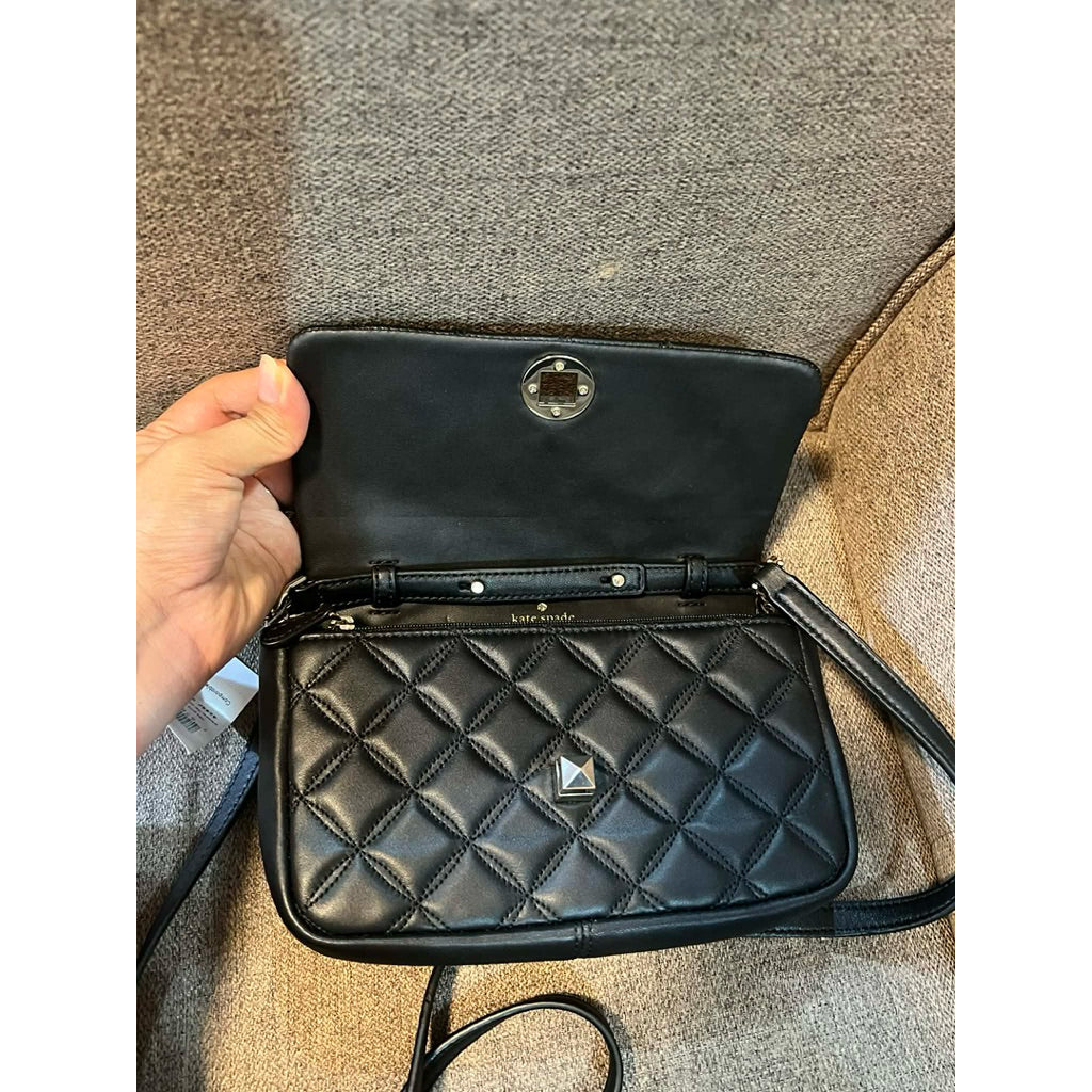 ORIG & IMPORTED KS Natalia Flap Turnlock Crossbody Small Bag in Black